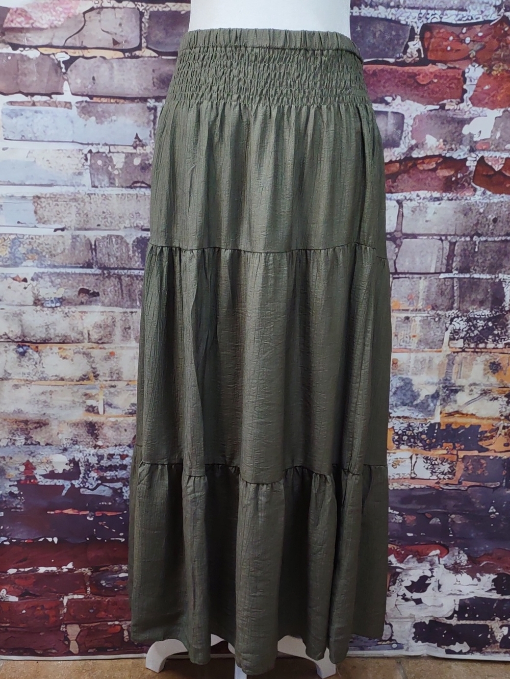 Smocked Waist Tiered Maxi Skirt